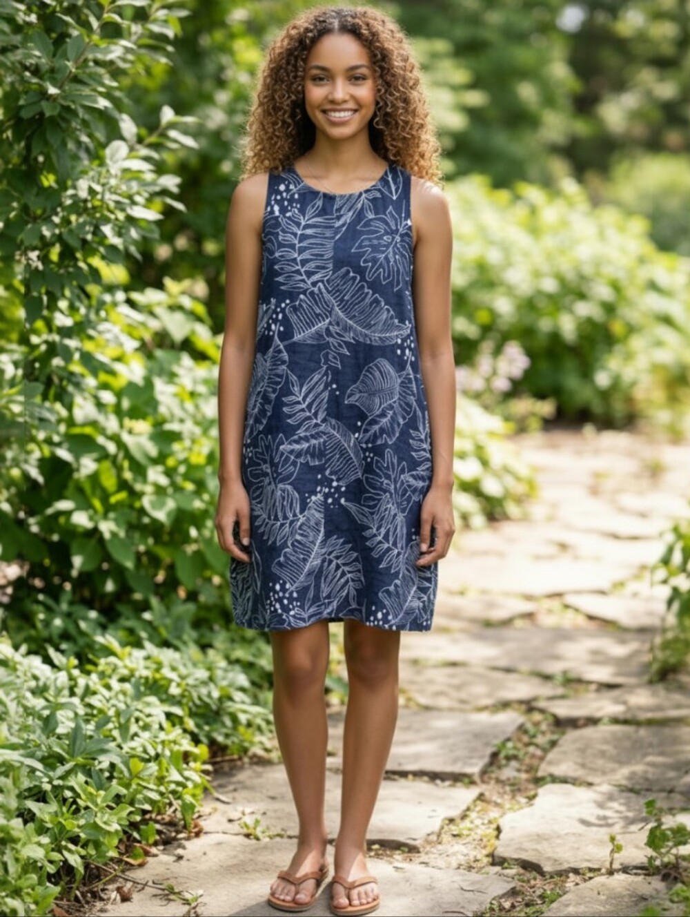 RW&Co. Linen Blend Floral Sleeveless Shift Dress
